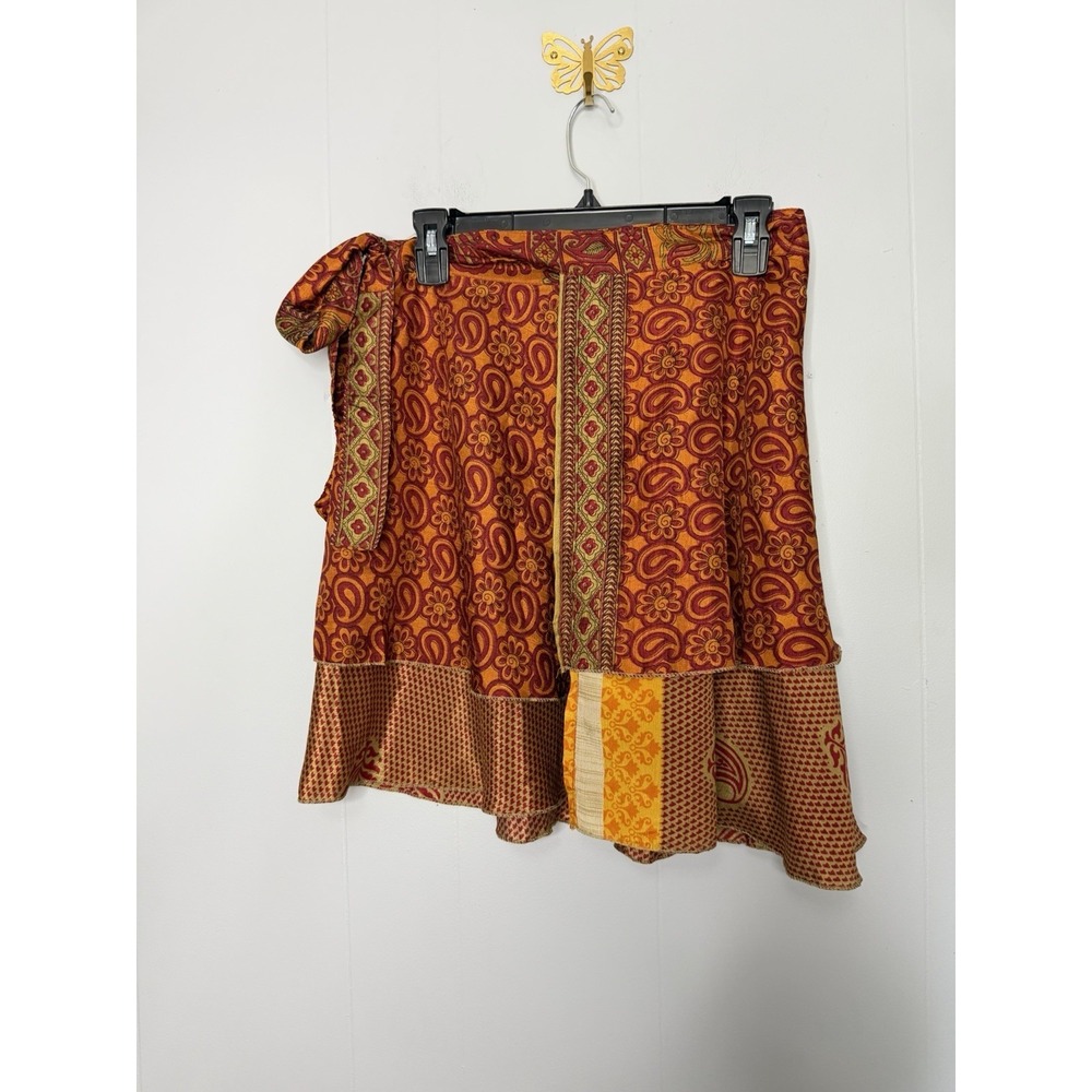 XL Vintage Sari Magic Wrap Skirts Multicolor Bohemian Hippie Skirt